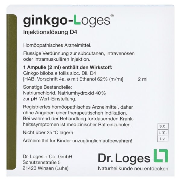 Гинкго билоба Германия ginkgo biloba loges 2 мл 10 ампул — изображение 2